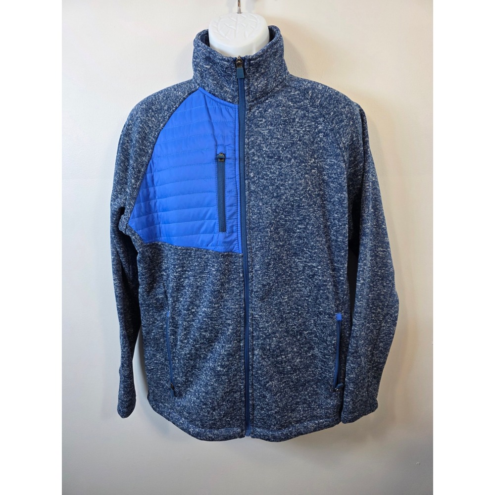 The Weather Co Mens Full Zip Fleece Jacket Blue Marl Large Hybrid Quilted Chest